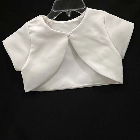 David's Bridal Spaghetti Strap Chiffon Baby Doll Flower Girl Dress with Jacket - Picture 9 of 11